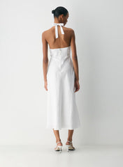 Nightscape Linen Halter Dress
