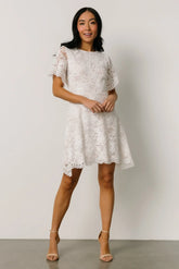 Aasha Lace Short Dress | Off White