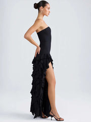 Party Dress Off The Shoulder Ruffles Asymmetrical Maxi Dress