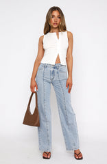Layla Mid Rise Straight Leg Jeans Light Blue Wash