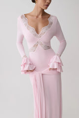 Electra Slinky Lace Maxi Dress Ballet Pink
