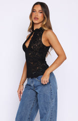 Diamond Girl Lace Top Black