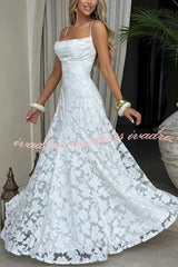Francis Floral Burnout Jersey Fabric Cowl Neck Back Lace-up Maxi Dress