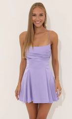 Draped A-Line Dress In Purple