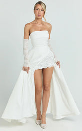 Bianca Maxi Dress - Strapless Fit And Flare Dress in Ivory