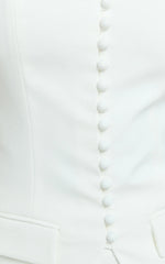 Monroe Two Piece Set - Strapless Button Down Longline Vest Top and High Waisted Mini Skirt in White