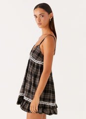 Gretta Mini Dress Brown Check