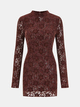Lace-Jacquard Long-Sleeve Mini Dress