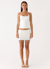 Siren Beaded Sequin Mini Skort White
