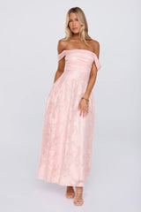Moment Is Mine Off Shoulder Maxi Dress Pink