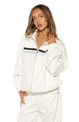 Kalana Cream Contrast Stripe Funnel Neck Jacket