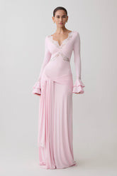 Electra Slinky Lace Maxi Dress Ballet Pink