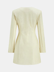 Floral Metal Button Faux Leather Mini Dress