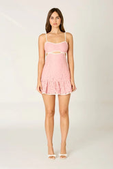 Contrast Trim Lace Mini Dress