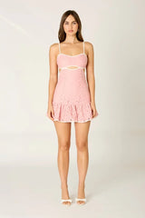 Contrast Trim Lace Mini Dress