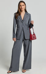 Daffy Pants - Elastic Back Waist Tailored Pant in Grey
