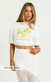 Joy Top - Oversized Amalfi Print T-Shirt in White