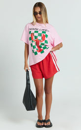 Liv Two Piece Top and Shorts Set - Monte Carlo Lobster T-shirt Set in Pink