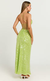 Phoebe Two Piece Set - Corset and Bias Cut Skirt Set in Green
