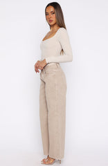 Bring The Style Low Rise Wide Leg Jeans Sesame Wash