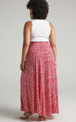 Break A Leg Wrap Thigh Split Maxi Skirt in Red Floral
