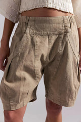 High Waist Utility Wide Leg Loose Fit Shorts