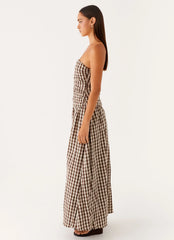 Carmel Maxi Dress Brown Gingham