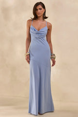 Anarelle | Powder Blue Satin Cowl-Neck Maxi Dress