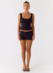 Coastline Cotton Micro Mini Shorts Black