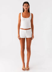 Coastline Cotton Micro Mini Shorts White