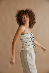Alicia Ruffle Smocked Bow Top