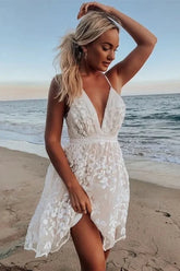 Lace Mesh Backless Boho Dress