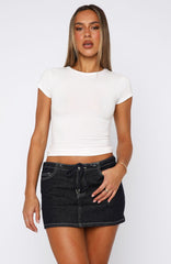 Taking The Blame Denim Mini Skirt Dark Indigo Wash