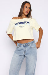 I've Got That Feeling Boxy Off Shoulder Tee Lemon