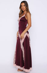 Powerful Pose Satin Maxi Dress Plum/Baby Pink