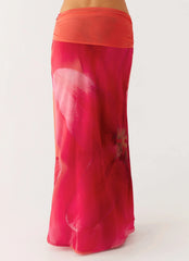Raya Maxi Skirt Peach Watermelon Flower
