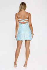 Keep It Cute Sequin Mini Dress Aqua