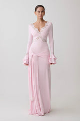 Electra Slinky Lace Maxi Dress Ballet Pink