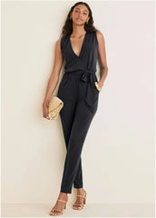 Wrap Tie Jumpsuit Jet Black
