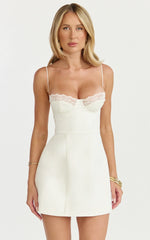 Benson Mini Dress - Sweetheart Fit And Flare Tulip Dress in Off White