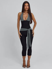 Lucy's MALANI CAPRI JUMPSUIT BLACK STRIPE