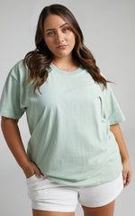 Prizza Top - Longline Boyfriend Tee Top in Sage