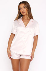 Dreamscape Satin Pyjama Set Baby Pink