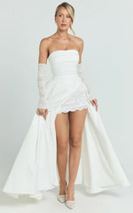 Bianca Maxi Dress - Strapless Fit And Flare Dress in Ivory
