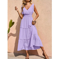 Summer V-Neck Sleeveless Maxi Dress in Multiple Colors
