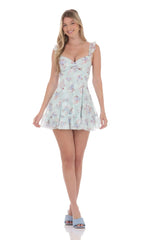 Floral Sweetheart Ruffled Cami Mini Dress