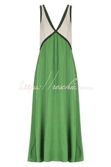 Perfect for Summer Weddings Satin Contrast Colour Relaxed Maxi Dress