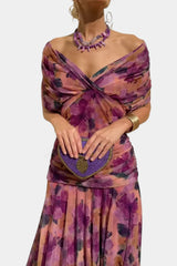 Women's Off-Shoulder Ruched Mesh Dress – Elegant Fitted Cocktail Dress