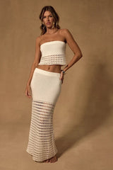 Oria Ivory Strapless Two-Piece Maxi Swim Cover-Up