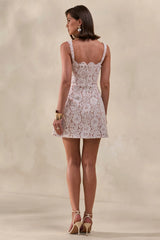 Orelisse | White Lace Square-Neck Mini Dress